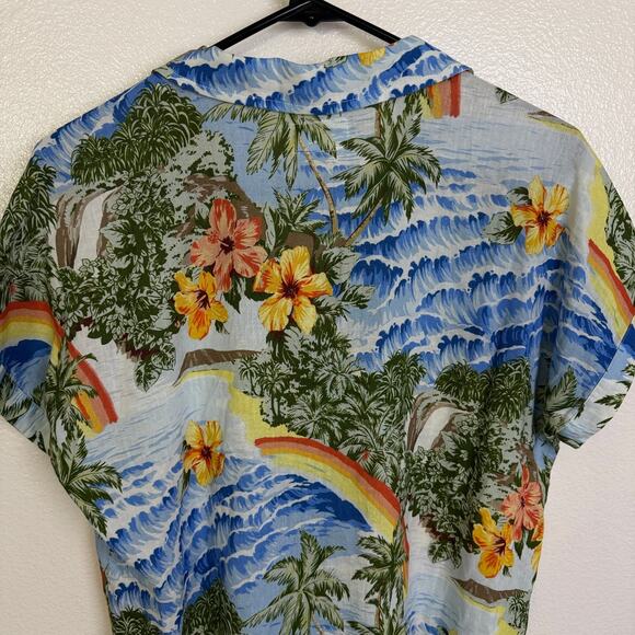 Marine Layer Hawaiian Shirt Womens Medium Malia Button Camp Rainbow Beach NWT - Picture 11 of 12